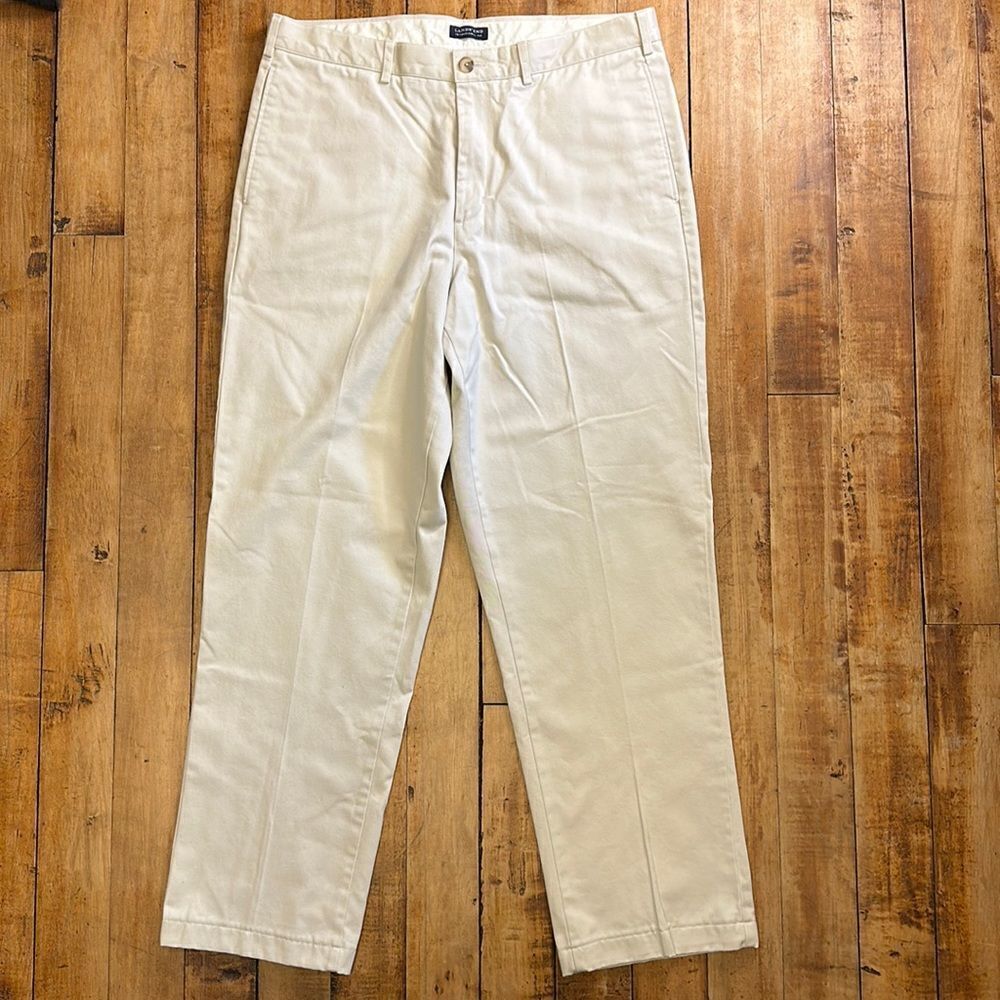 Lands End Mens size 36 Traditional Fit Soft Putty Chino Pants cotton